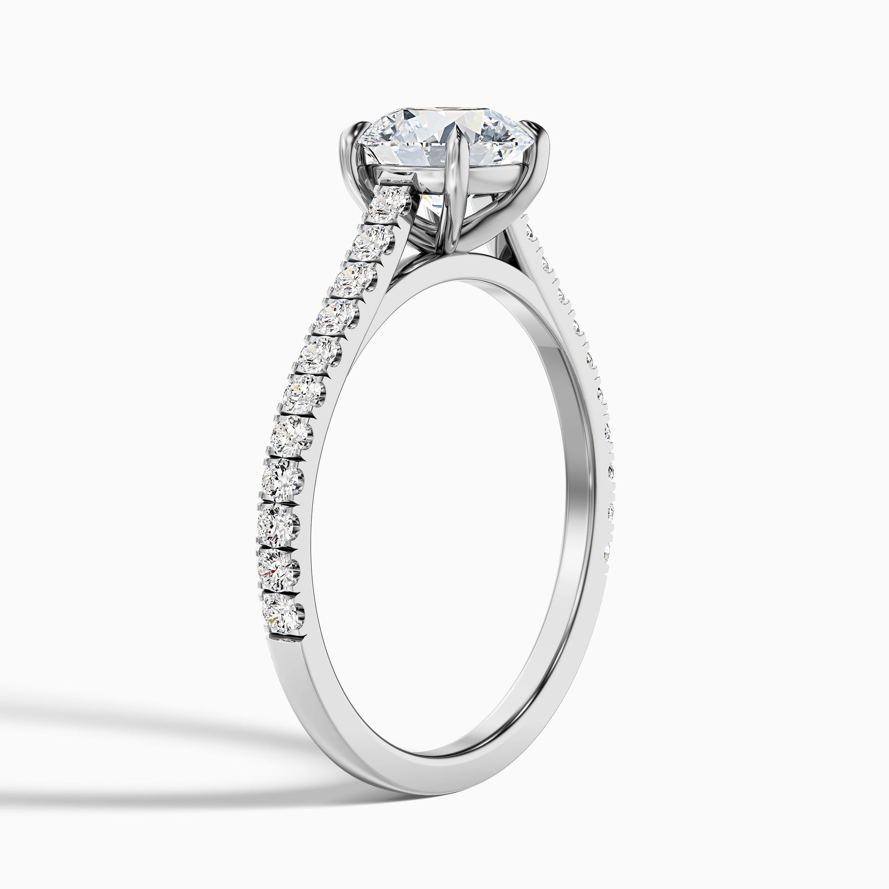 Truefire Round Side Stone Pave Lab Grown Engagement Ring